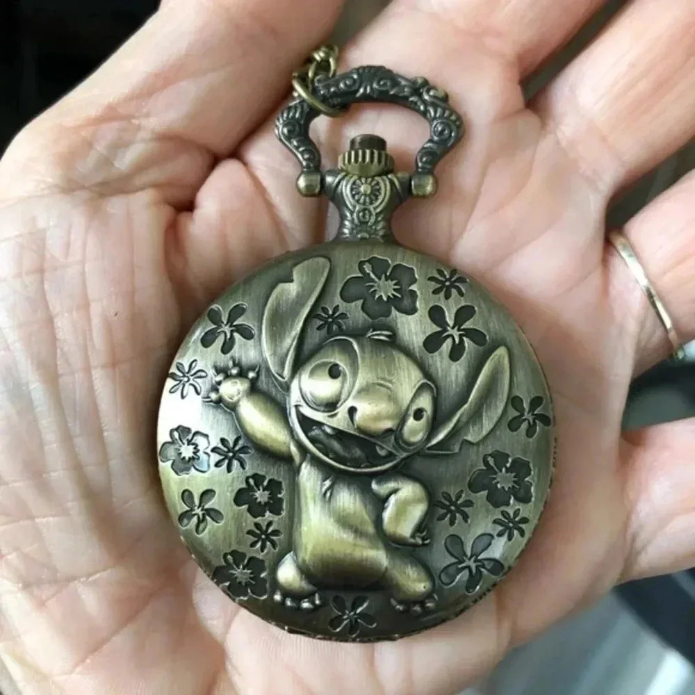 Disney’s Lilo & Stitch Bronze Pocket Watch and Chain NWT